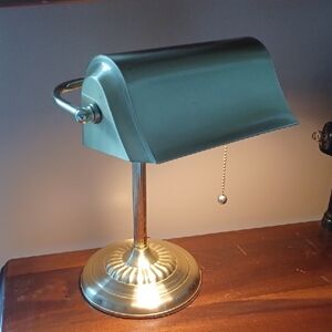 Vintage Gold Banker's Lamp Table Lamp, Reading Lamp